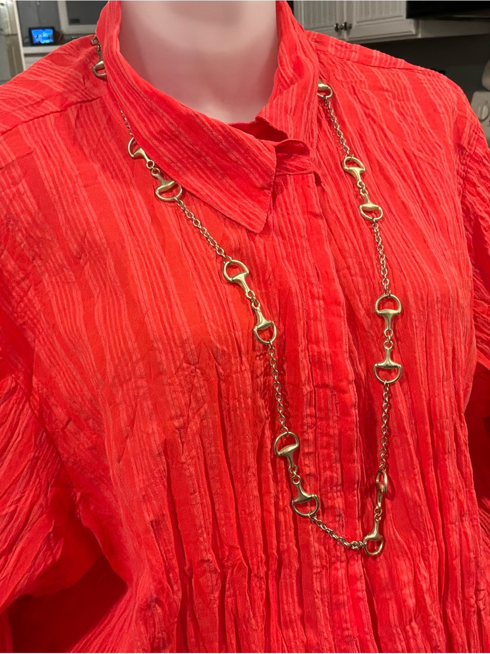 Gold-Tone Horsebit Link Necklace Vintage Hornash - Picture 3 of 7
